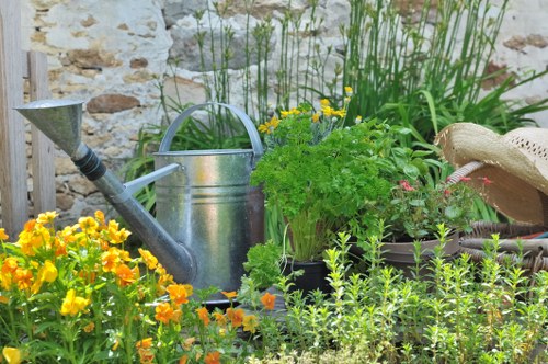 Weed control and patio care in a well-kept Norbiton garden